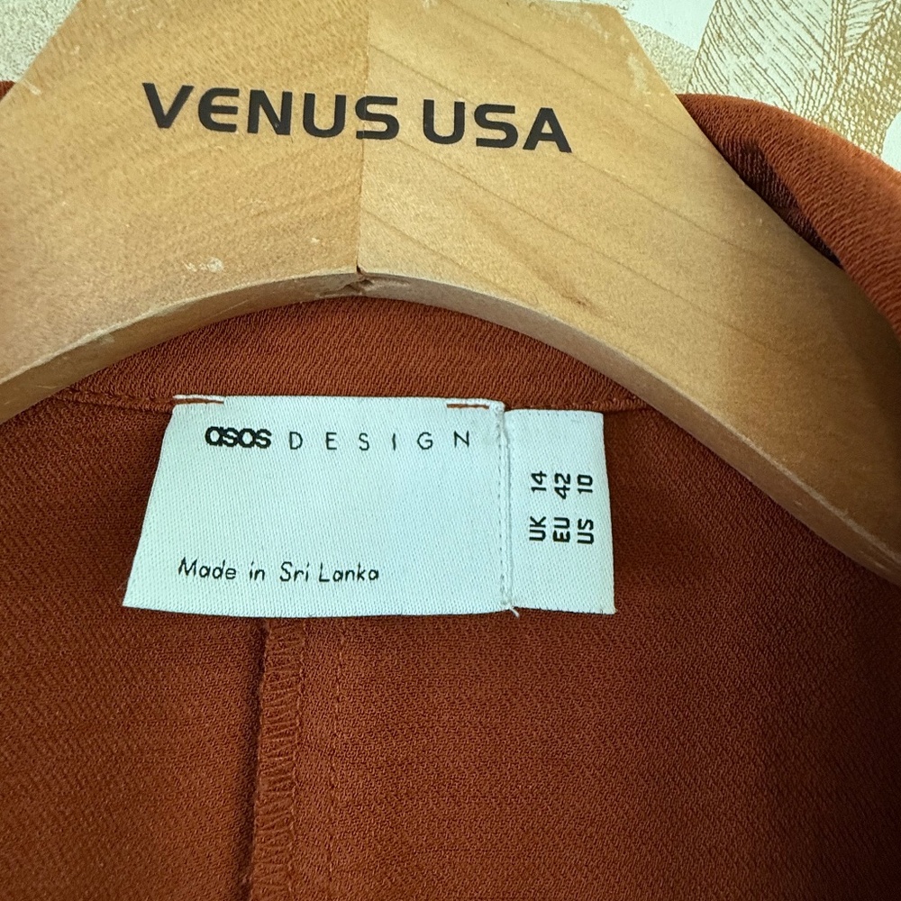 Rust Brown Button Front Midi Dress – Collared Boho Shirt Dress. - Picture 4 of 6